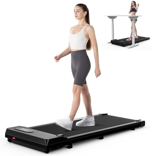 HomeFitnessCode Walking Pad Treadmill, Treadmills for Home, 2.5HP Portable Electric Under Desk Treadmill with LED Display & Remote, Adjustable Speed, No Assembly (Dark Black)