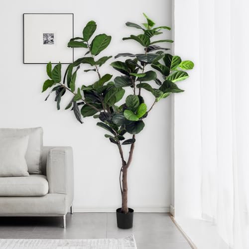 DAWNOVO 1 x künstlicher Feigenbaum, 1,8 m, mit Topf, künstlicher Grünbaum, Dekoration für Zuhause, Veranda, Büro
