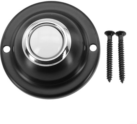Entgoinggo Round Metal Doorbell Push Button, Waterproof Wired Front Door Bell for Home, Black with LED Light for House Door