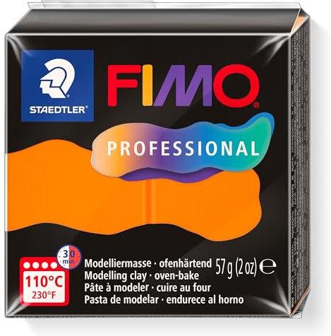 STAEDTLER FIMO Professional 8040 ofenhärtende Modelliermasse, speziell für Profis und Künstler, Einzelprodukt orange, 8040-4