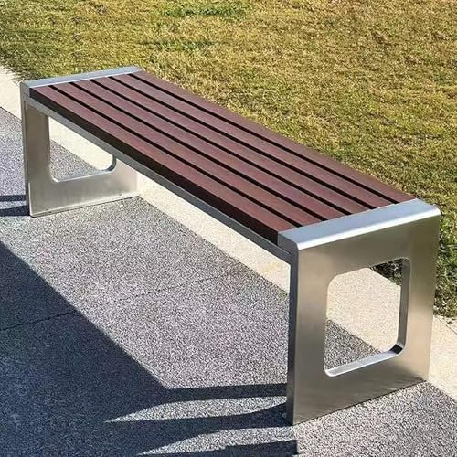 JCSRYD Gartenbank Metall für Drinnen und Draußen Ohne Rückenlehne, Parkbank Wetterfest für 2–3 Personen, Parkbank Aus Edelstahl für Terrasse, Rasen, Hof, Veranda(100cm/39in)