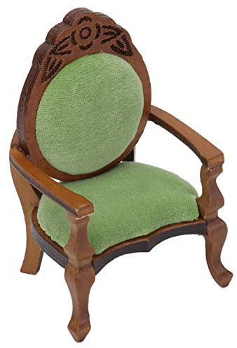 Puppenhaus-Miniatur-Vintage-Sofa, Retro-Holzstuhl mit Abnehmbaren Kissen, Ideal Als Heimdekoration, Mini-Möbel Im Maßstab 1:12, Birke und Stoffmaterial