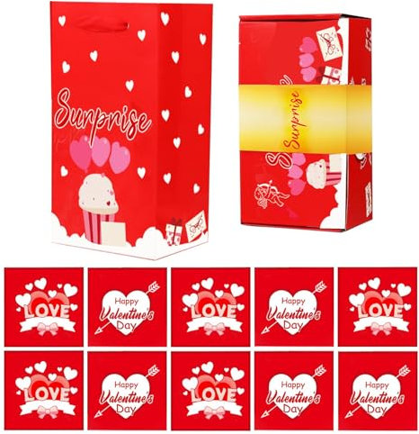 Nybhyjka Pop-Out-Spardose zum Valentinstag, 10 x Umschläge, Pop-Up-Spardose für Valentinstag, wiederverwendbare Spardose zum Teilen von Ringen, Halsketten und Armbändern für Ehemann, Ehefrau