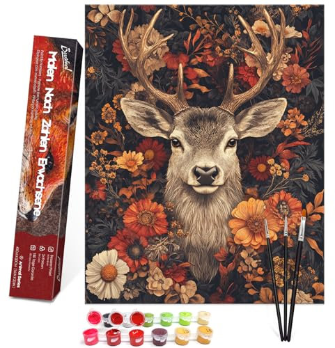 Bougimal Peinture par Numero Adulte Animal, Sans Cadre inclure Pinceaux et Acryliques Peintures - 40x50 cm, Cerf 4