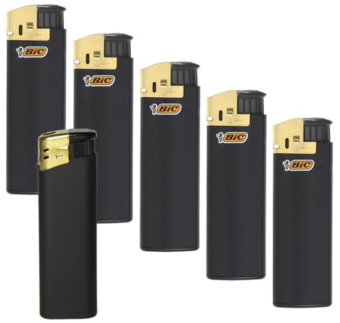 BIC Maxi J38 schwarz/Gold Piezo Zündung inkl. 1 Sepilo Soft Flame Feuerzeug wiederbefüllbar (5)