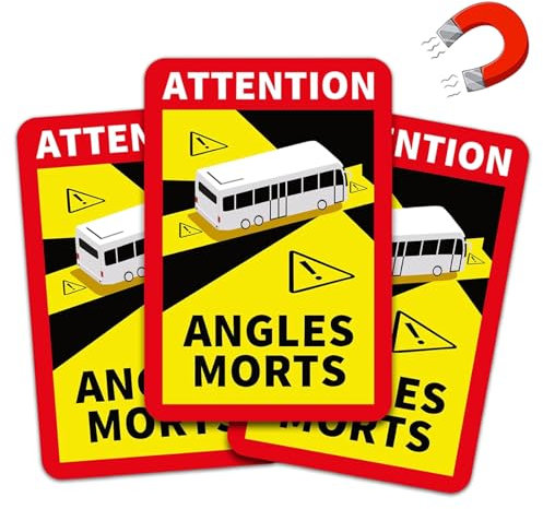 3er-Pack Bus-Warnschilder, Toter-Winkel-Magnetschilder, Hochwertige Magnetische Autoaufkleber 25 x 17 cm, Autoaufkleber Warnschilder