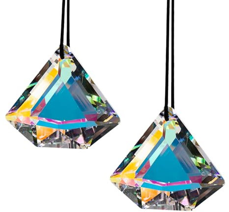 Kristalle zum Aufhängen, 2 Stück Regenbogen Kristall Sonnenfänger, 4,8 cm Kristalldiamant Sonnenfänger Prismen, Suncatcher Kristall für Kronleuchter Anhänger, Fenster Ornament Handwerk Deko