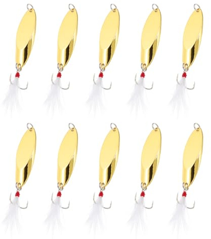 PATIKIL Fishing Spoons, Fishing Lures Casting Spoon Treble Hooks Jigs Hard Metal Spinner Baits
