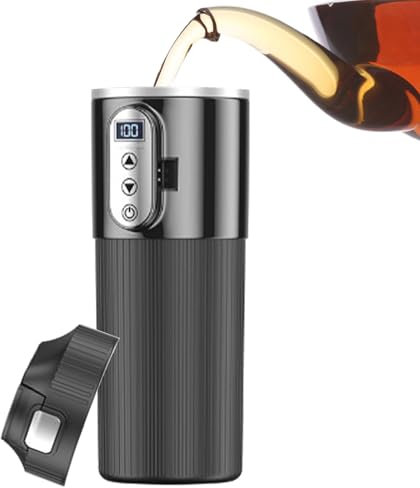 Taza de café eléctrica portátil de viaje, taza de café, calentador de tazas de café digital alimentado por USB para calor instantáneo, se adapta a portavasos estándar de coche, ideal para mantener la
