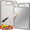 Tabla Cortar Cocina de Doble Cara, Tabla Cortar Acero Inoxidable con Ranura para Cuchillo, Tablas de Corte Cocina