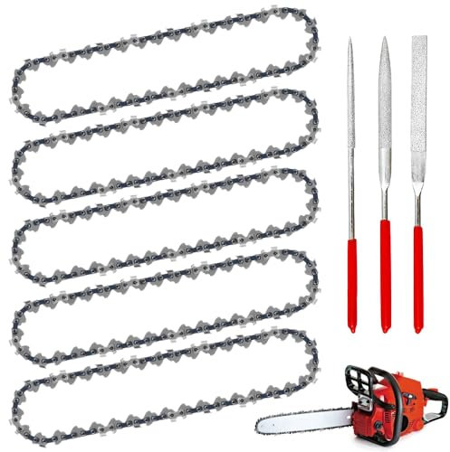 6 Inch Mini Chainsaw Chain, 5PCS Mini Chainsaw Chain Replacement, 1/4 LP Pitch with Sharpener File for Small Chainsaws Cordless, Nursery Trimming Tree Pruning(37 Drive Links)