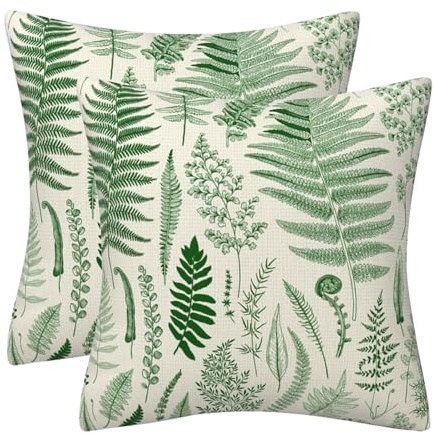 DILOXNSU Grün 2er Set Kissenbezug 40 x 40 cm Retro Blätter Kissenhülle Kissen Dekokissen Couchkissen Kissenbezüge für Sofa Wohnzimmer Sofakissen Kissenhüllen Zierkissenbezug