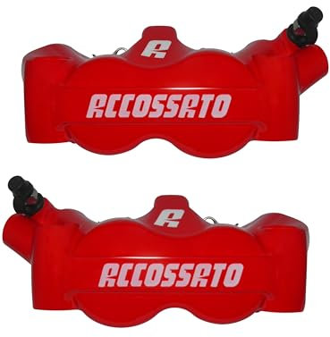 Coppia di Pinze Freno Radiali Accossato Verniciate Rosse Forgiate Monoblocco compatibili con KYMCO AK ETS dal 2021 al 2025 (CC 550) Pastiglie Freno Incluse