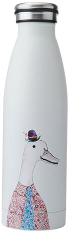 Mikasa Tipperleyhill Stainless Steel Insulated Water Bottle On-The-Go Double-Walled Hydration Bottle Keeps Drinks Hot for 12 Hrs and Cold for 18 Hrs Quirky Duck Illustration Handwash Only, 500ml