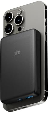 Juice Slim 10,000 mAh Magnetic Wireless Power Bank – 15 W Wireless Charging, USB‑C Fast Charge, Portable Battery for iPhone & Qi Devices - Black