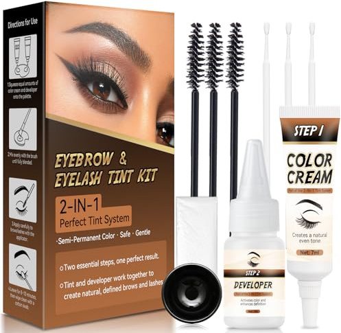 Wansiven Augenbrauen und Wimpern Färbeset für vollere Augenbrauen und dichtere Wimpern; langanhaltende Farbe (bis zu 4 Wochen), Ergebnisse in Salonqualität, einfache Anwendung (7 ml | Schwarz)