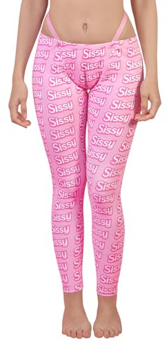 LittleForBig Unisex Soft Silky Y2k Thong Strap Sissy Yoga Pants Leggings – Allover-Print