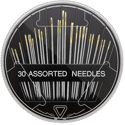 Zeeorymn Hand Sewing Needles 30 Pcs,Handle Sewing Needle Set,Stainless Steel Sharp Point for Assorted Sizes Embroidery Mending Craft Sew Case