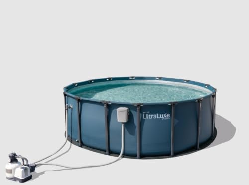 Intex 28826NP - piscina UltraLuxe cm 488X132 con kit premium incluso (scaletta, pompa a sabbia, telo rinforzato, copertura, skimmer e analizzatore dell'acqua) PVC 3 strati anti UV ad alta resistenza