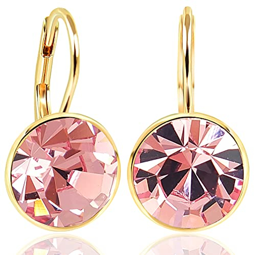 925 Ohrringe mit Markenkristallen Gold Rosa NOBEL SCHMUCK