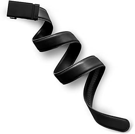 Mission Belt Herren Ratschengürtel aus Leder – Ohne Löcher, 35 mm Metall-Schnalle - 35mm Swat Black Buckle/Black Leather Strap, Medium (33-35)