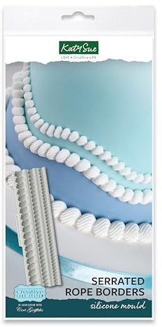 Katy Sue Serrated Rope Borders Silicone Mould for Lambeth Style Cake Decorating - Makes 3 Sizes of Rope Border