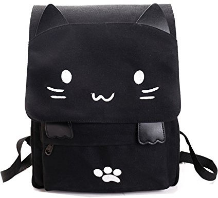 Siehin Schultertasche Rucksack Cartoon Katze Freizeit Der Rucksack Schul Reisetasche Farbe Schwarz