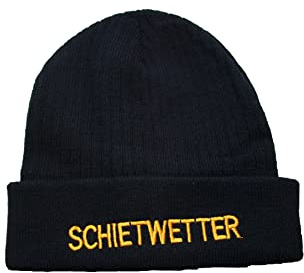 Maritime Strickmütze Mütze mit Schriftzug Schietwetter schwarz One Size
