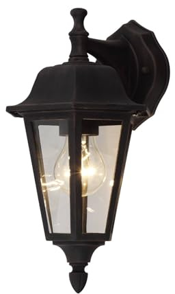 Lindby Wandleuchte außen Lamina (spritzwassergeschützt (Retro, Vintage Antik) in Braun aus Aluminium (1 flammig E27) - Außenwandleuchten Wandlampe Led Außenlampe Outdoor für