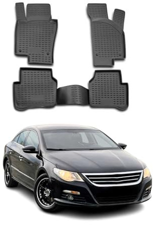 OMAC Fußmatten für VW CC 2008-2017 TPE 4X Schwarz | Gummimatten, Automatten, Allwetter, fahrzeugspezifisches Produkt, Antirutsch, 3D-Passform, wasserdicht