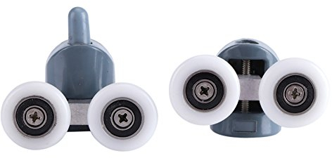 Fdit 8 Stück Duschtürrollen, Doppelrad-Duschtür-Rollen Twin Bottom Top Duschtür-Rollen Riemenscheiben Kufen für Badezimmer(Doppelrad)