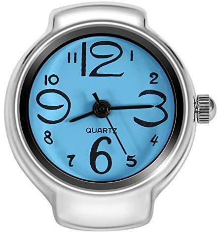Dilwe Ringuhr, Ring Uhr Finger 8 Farben Modisch Armbanduhr, für Damen und Herren, Quarz, runder Fingerring (blau)