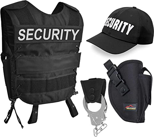 normani SWAT/Police/Security Kostüm für Damen und Herren - Unisex (XS-6XL) - bestehend aus Weste mit Patch, Holster, bestickter Cap, Handschellen + Handschellenhalter Farbe Security Größe XL/XXL