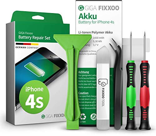 GIGA Fixxoo® Handy Akku Reparatur Set iPhone 4s Akku [inkl. Werkzeug-Kit & Anleitung] - Original Akku Kapazität - Ersatzakku für einen einfachen Austausch - Akku iPhone - iPhone Batterie