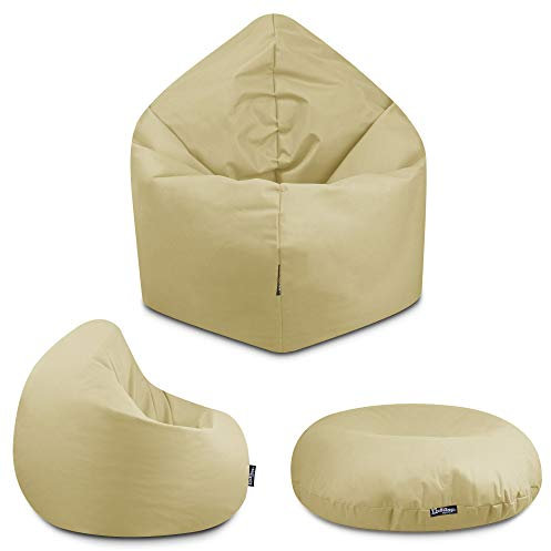 BuBiBag - 2in1 Sitzsack Bodenkissen - Outdoor Sitzsäcke Indoor Beanbag in 32 Farben und 3 Größen - Sitzkissen für Kinder und Erwachsene (100 cm Durchmesser, Beige)