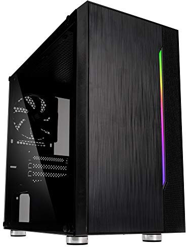 Kolink Inspire K6 ARGB Micro‑ATX PC Case – Black, Tempered Glass Side, Brushed Aluminium‑Effect Front, RGB LED Strip, 5× Fan Support