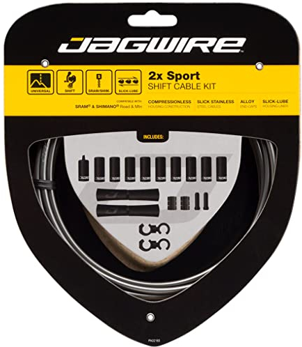 Jagwire 2X Sport Shift Kit Gaines et câbles de dérailleur Adulte Unisexe, Gris, Taille Unique