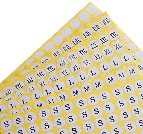 Großhandel Lager Papier selbstklebende Größenetiketten für Kleidung Kleidungsstück Schuhe Größe Aufkleber Tags Aufkleber Größe Etikett XS/S/M/L/XL Größe, XXXXL