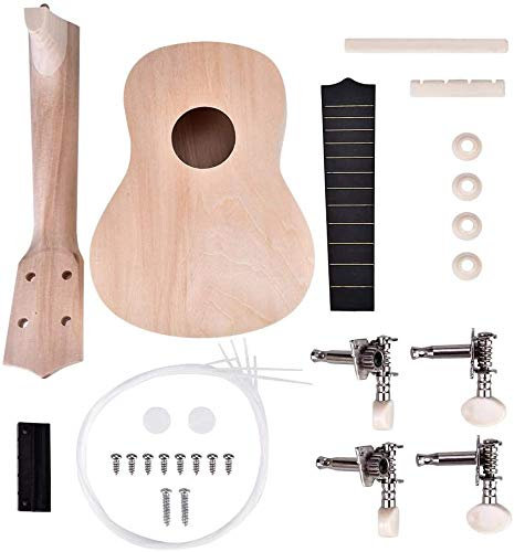 Ejoyous Sopran Ukulele Anfänger Kit, Sopran Ukulele Set für Kinder und Erwachsene I Ukulele Starter Kit 21 Zoll Basswood 4 String Ukulele DIY Kit Instrument Zubehör