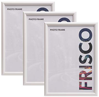 Kenro Frisco Plastic Picture Frames (Box of 3) - 5x7 Inch / 13x18cm Freestanding or Wall Hanging Stylish Photo Frame with Glass Front - White