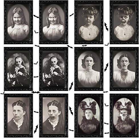 KUUQA Halloween Horror Portrait Dekorationen Gruseliger Bilderrahmen 3D Wechselndes Gesicht Beängstigend Bilderrahmen Spuk Wanddekoration für Zuhause, Halloween Party Decor (6)