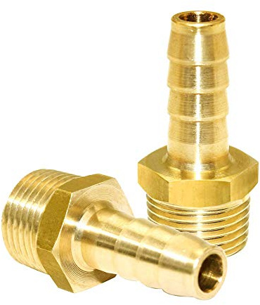 Joywayus Lot de 2 raccords cannelés en laiton 1,27 cm x 0,95 cm NPT mâle eau, carburant, air