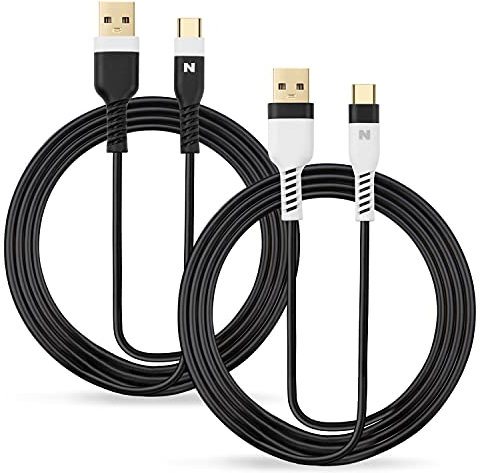 NITHO Cable de Carga USB C, [2Pack 4M] Cable USB Tipo C Carga Rapida para el Mando de Playstation 5, Xbox Series X/S y Dispositivos Tipo-C, Cable USB-C a USB-A para Portátiles/Teléfono - Blanco