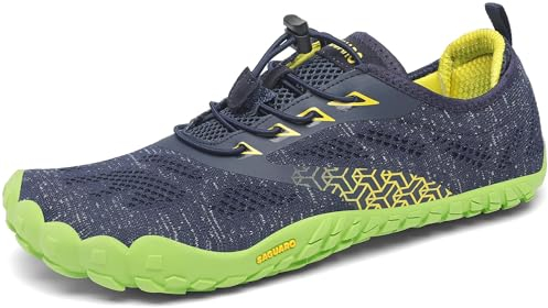 SAGUARO Barfußschuhe Herren Damen Barfussschuhe Traillaufschuhe Zehen Training Fitnessschuhe Outdoor Barfuss Wanderschuhe Atmungsaktiv Schnell Trocknend Badeschuhe, Blau, 44 EU