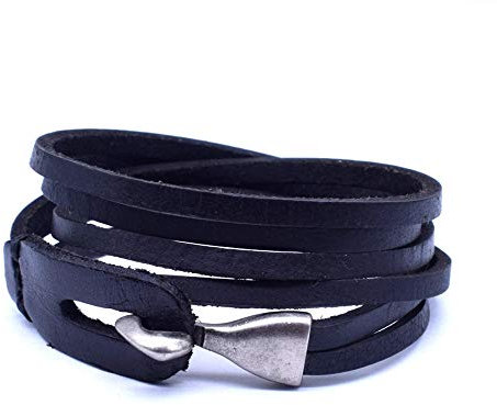 WQZYY&ASDCD Armband Armkette Damen Punk Black Brown Wrap Armband Länge Mehrschichtiges Lederarmband Herren Modeschmuck - Schwarz