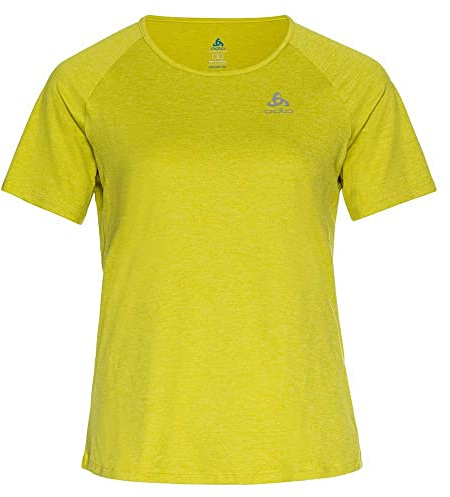 Odlo Damen Run Easy 365 Kurzarm Laufshirt, Citronelle Melange, S