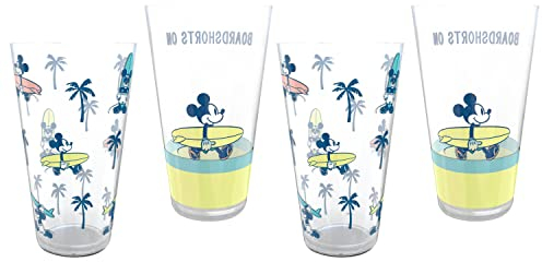 Zak Designs Disney Plastic Tumbler Set, Durable and Stackable for Everyday Drinks, Non-BPA Material (24 oz, 4-Piece Set, Mickey Mouse)