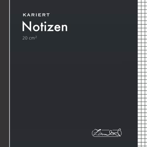 Notizbuch Quadratisch Kariert Schwarz: 20 X 20cm | 110 Quadratische Seiten - 55 Blatt