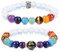 UEUC Chakra-Armbänder für Frauen, Yoga 7 Chakra-Kristalle, Edelstein-Armband, 8 mm Kristall-Meditations-Energieausgleichsarmbänder(#19)