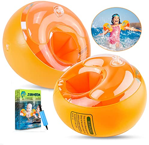 JSRHEEM Brassard Bebe, Brassard Enfant pour Filles Garçons, Brassard Piscine avec Pompe à air, Brassard pour Bebe à partir de 1 à 6 Ans | 11-25kg (Orange, S)